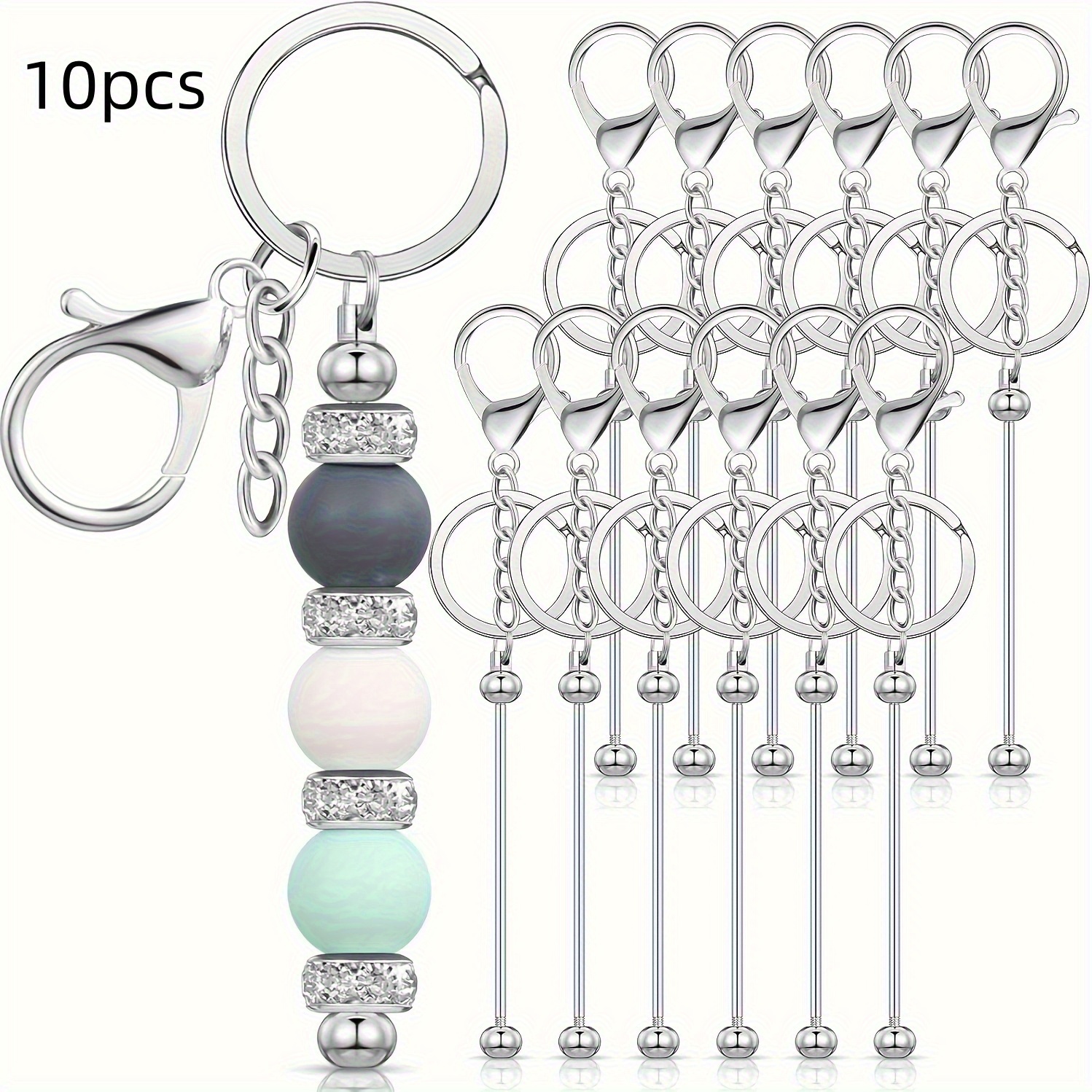 TEMU 5/10/20pcs Blank Beaded Keychain Set For Men, Diy Keychain Accessories, Beaded Keychain Strips, Batch Production, For Making Blank Keychain Diy