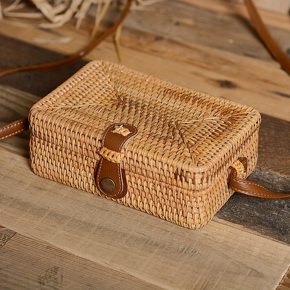 Image of Women Straw Bag Summer Beach Rattan Shoulder Bags Bamboo Bag Handbag Crossbody Bag For Beach
