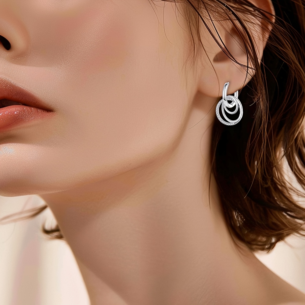 Women's 925 Sterling Silver Low-Hypoallergenic Hoop Drop Earrings