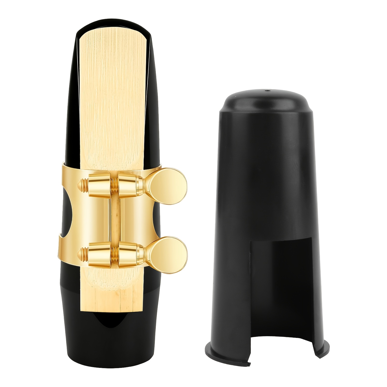 TEMU 1 Set de Kit de Boquilla para Saxofón Alto Negro con Ligadura, Tapa y Caña, Diseño Ligero y Portátil, Construcción Duradera de Plástico y Metal,