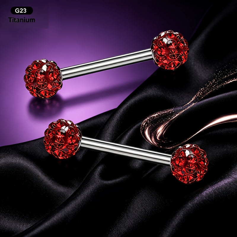 TEMU 2er Set Titanlegierung Mode Elegante Körper Piercing Schmuck, Barbell Style Körper Piercing Schrauben, Einzelne Zungenstift Zungen Ornament,