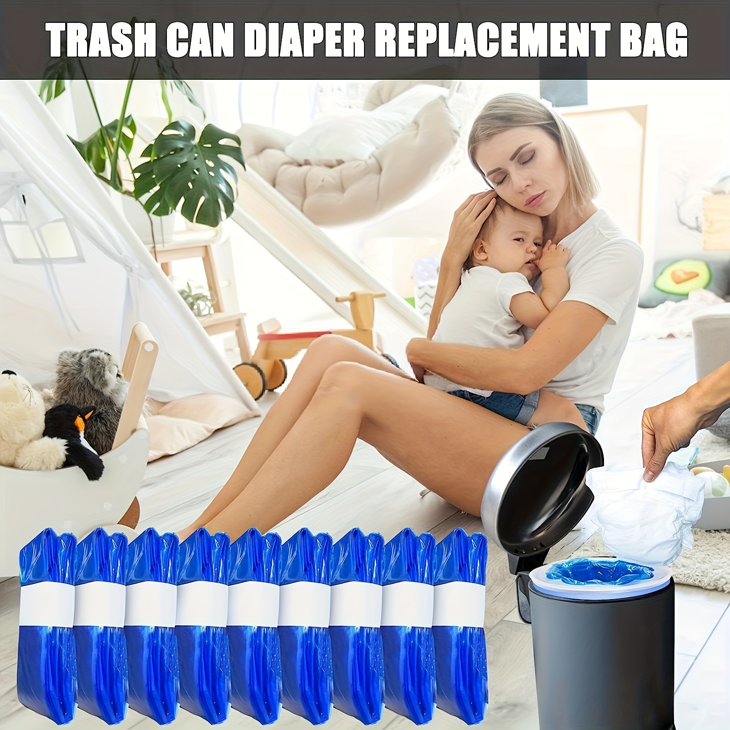 5pcs diaper pail  , not including the waste bin - suitable for   buckets (blue), kitchen & bathroom  , diaper   for dekor plus, trash for diapers, diaper pail refill rim, diaper trash bin, diaper disposal bin, leakproof design, tearresistant material, odorblocking liner, essentials, caregivers 0