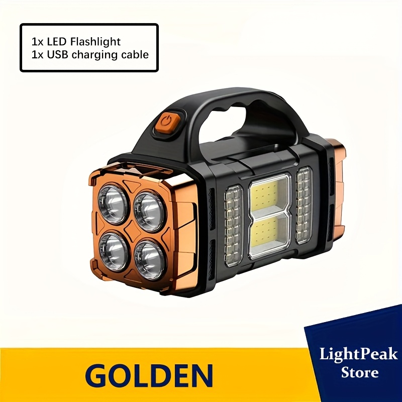 TEMU Macrocosm Solar/usb Rechargeable Emergency Lantern - Dual Front & Rear , 4 Modes Flashlight With Side Light, Light Torch, Usb Output, Ideal For