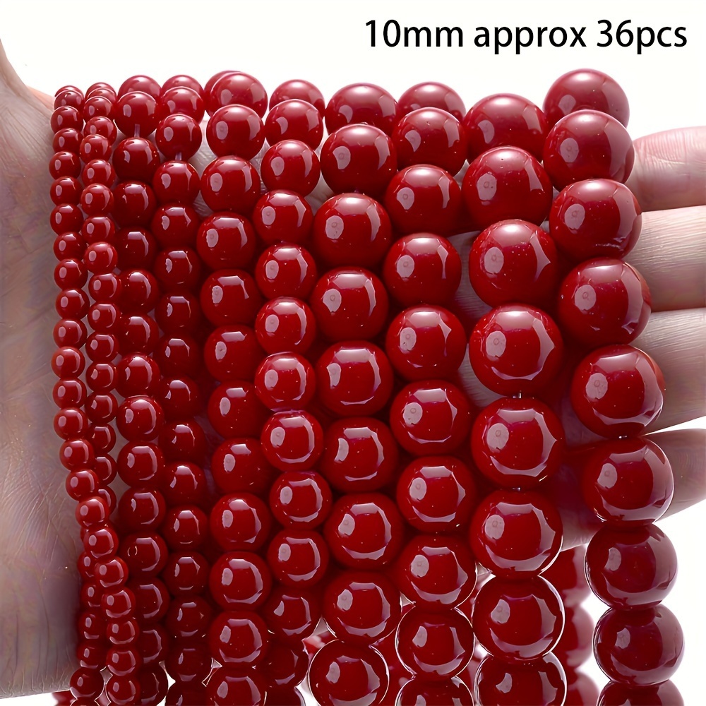 TEMU Natural Red Coral Round Stone Spacer Beads For Jewelry Making - Loose Bead Assortment For Diy Bracelets, Necklaces, And Charms (4mm, 6mm, 8mm, 10mm Sizes)