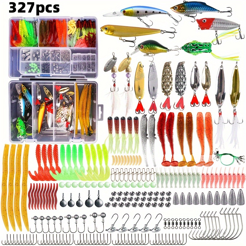 

Turiou 327- Set Mixed - Pvc & Baits, Double- Tackle Box, Accessories Kit Battery Or