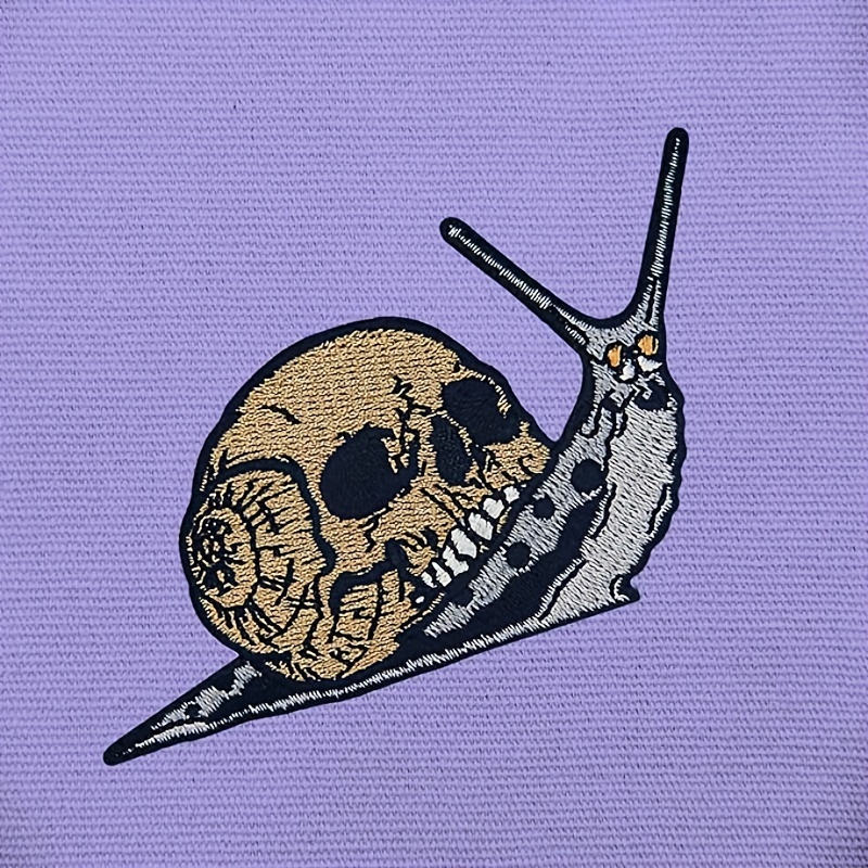 

1pc Skull Snail Embroidered Patch For Men, Iron On Sew On Patch For T-shirt Clothing Backpack