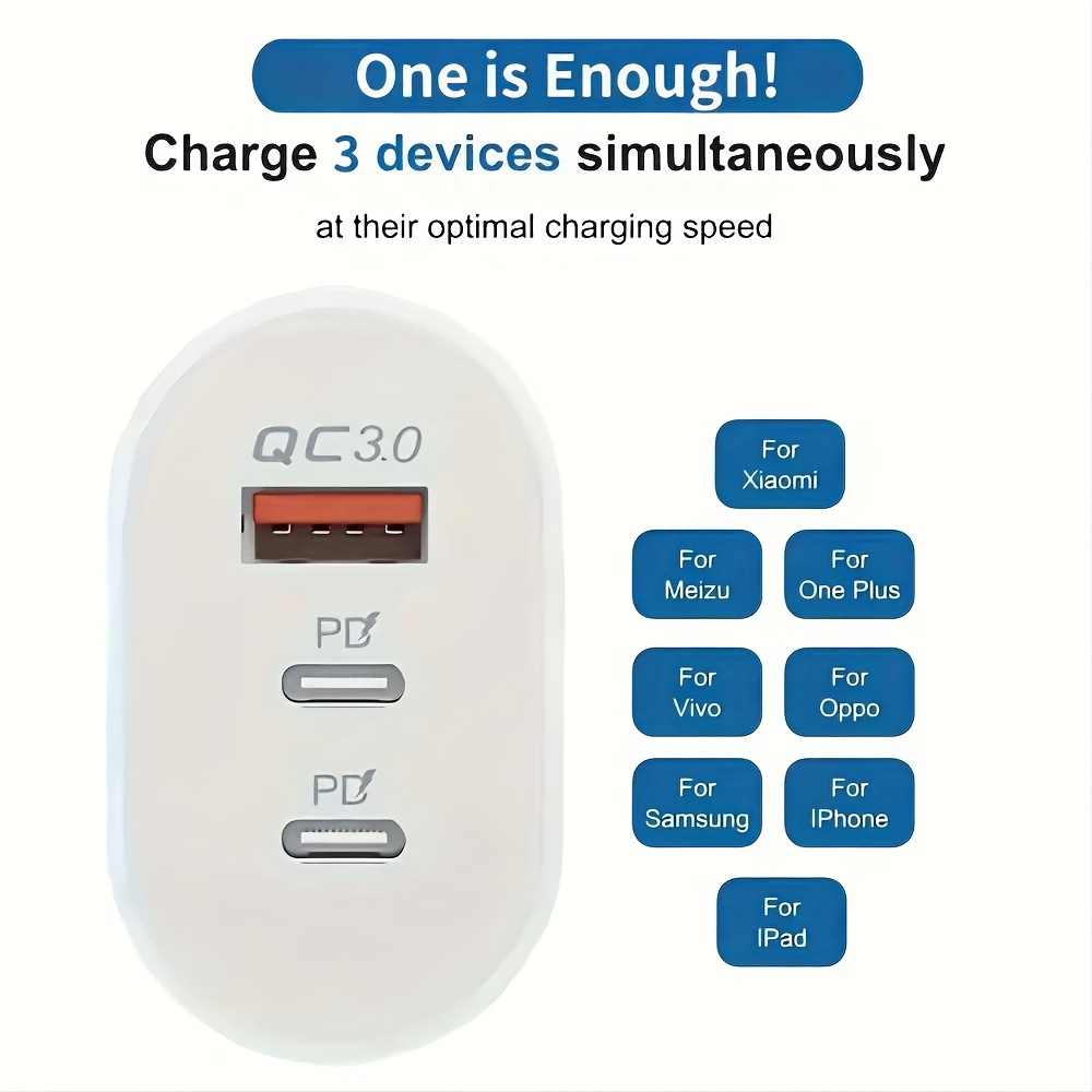 juego de 7 piezas cargador coremovement 2 de 40w usb c, adaptador de pared de puerto pd+qc 3.0 más 5 cables tipo-c a tipo-c Detalles del producto 6