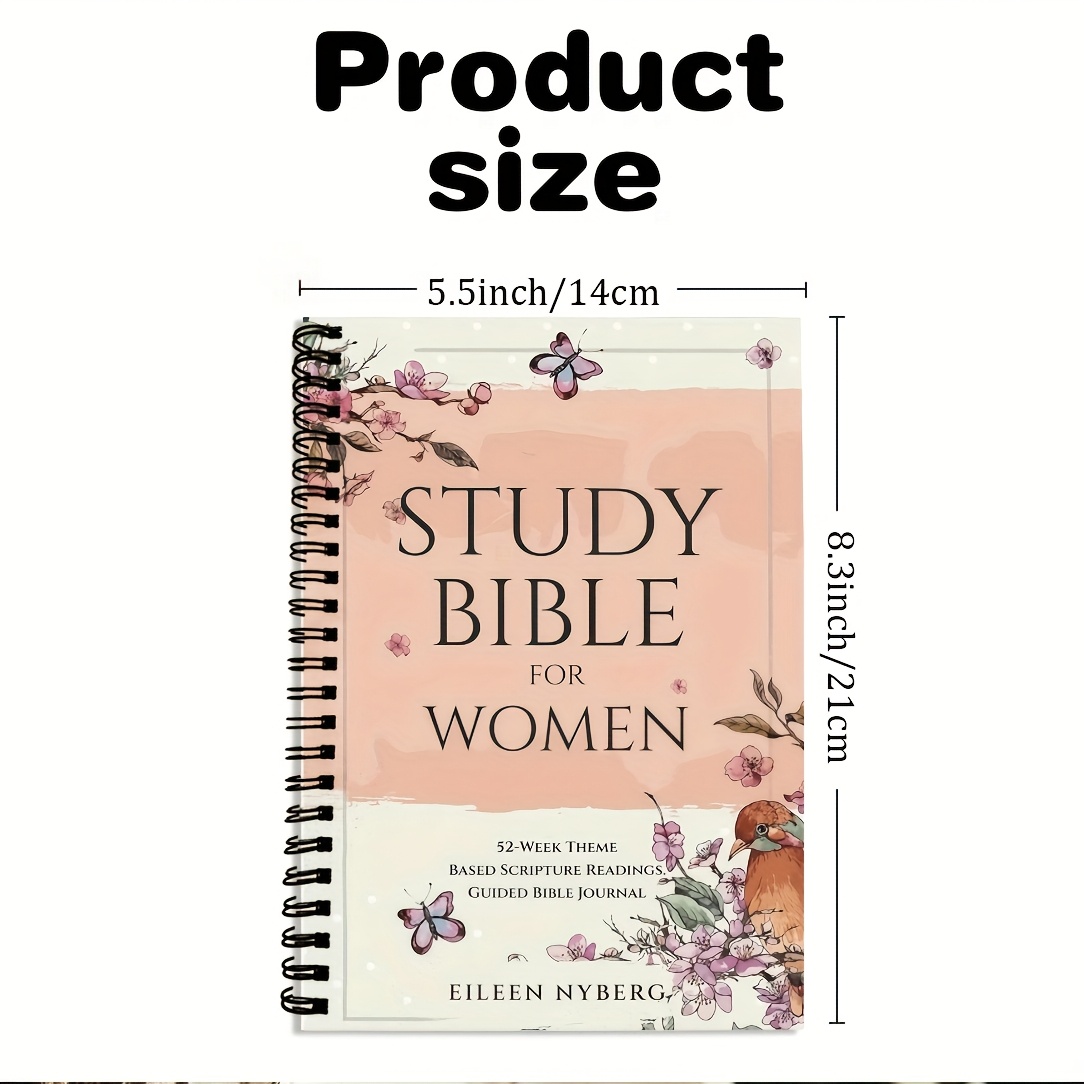 1 book womens   study journal 52 week theme christian planner with floral spiral binding pink   study book for women 100 pages per section short binding a5 size scripture planner prayer diary gift for church friends pastors