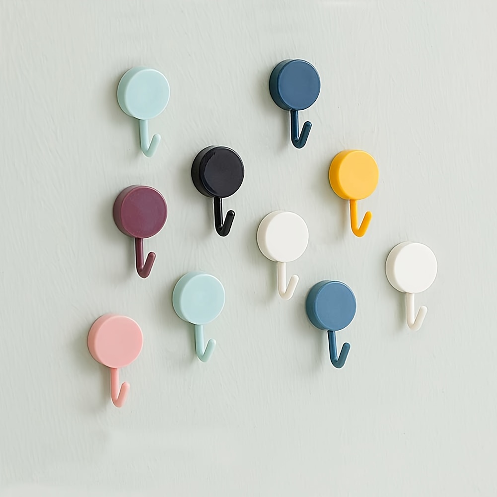 

10pcs Self Adhesive Wall Hook Key Storage Hanger, Coat Bag Bathroom Door Kitchen Towel Hanger, Hooks Home Wall Storage Accessories