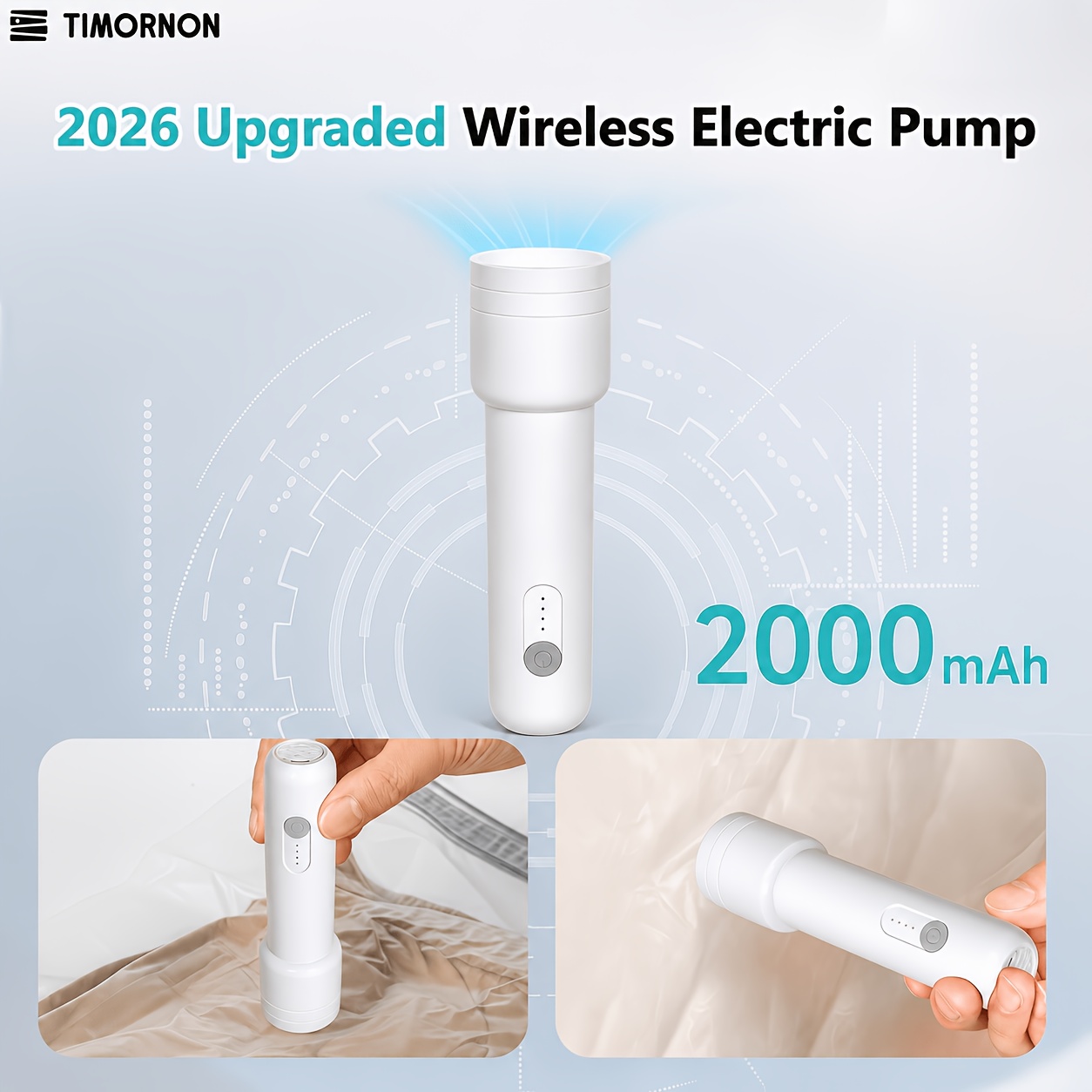 TEMU TIMORNON Pompe à vide électrique fil Type-C améliorée 2000Mah, Pompe à air rechargeable portable, Convient aux sacs de compression sous vide,