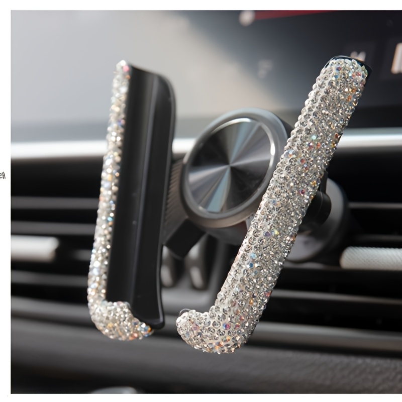 

Sparkling Diamond Car Phone Holder - Adjustable Vent Mount For Easy Navigation, Fits Most Vehicles