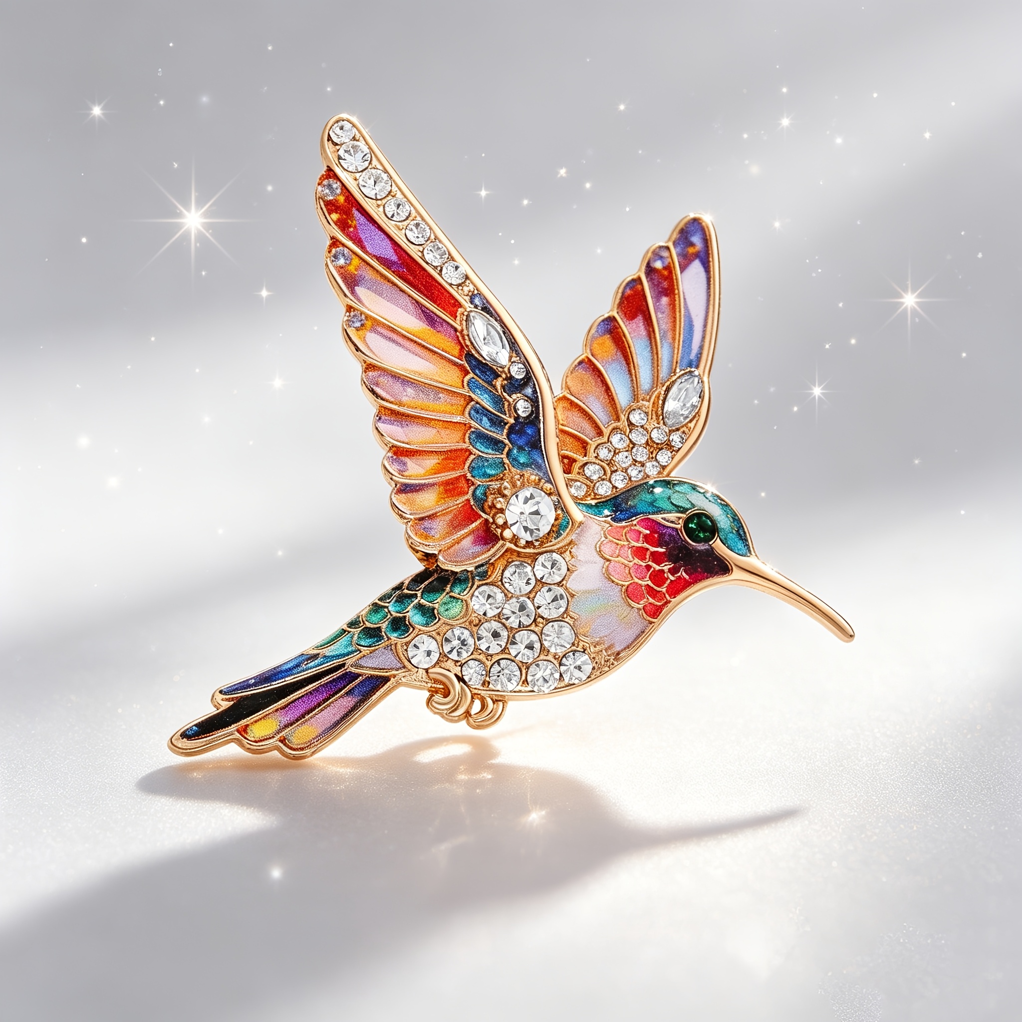 Image of Rhinestone Hummingbird Enamel Brooch, Exquisite And Elegant Style, Daily Outfit Accent, Suitable For Commuting / Banquet Style Matching, Gift For Best Friend