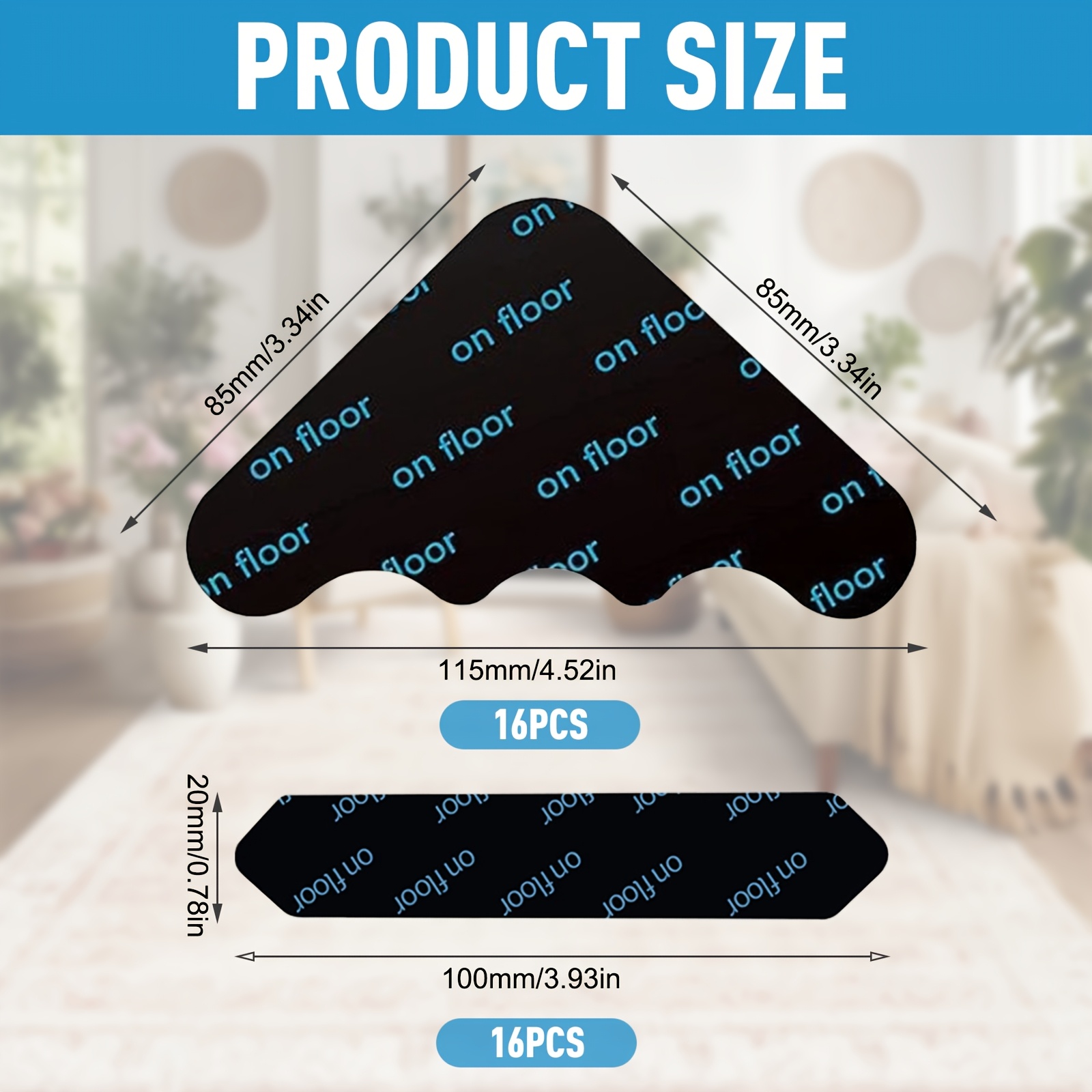 TEMU 32pcs Carpet Gripper Set Self-adhesive Non-marking Installation Washable Reusable Anti-slip Fixed Suitable For Carpets Door Mats Floor Mats