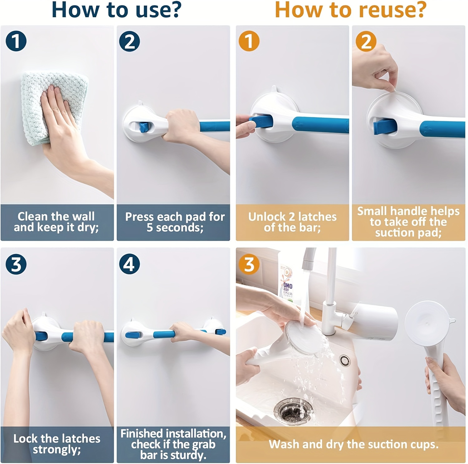 Shower Grab Bar Suction Grab Bars For Bathtubs And Showers For Elderly