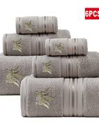 6pcs bath towel set 2 washcloth 2 bath bath towel embroidered absorbent thick towels for daily use and bathroom essentials 100 cotton fabric for christams gift