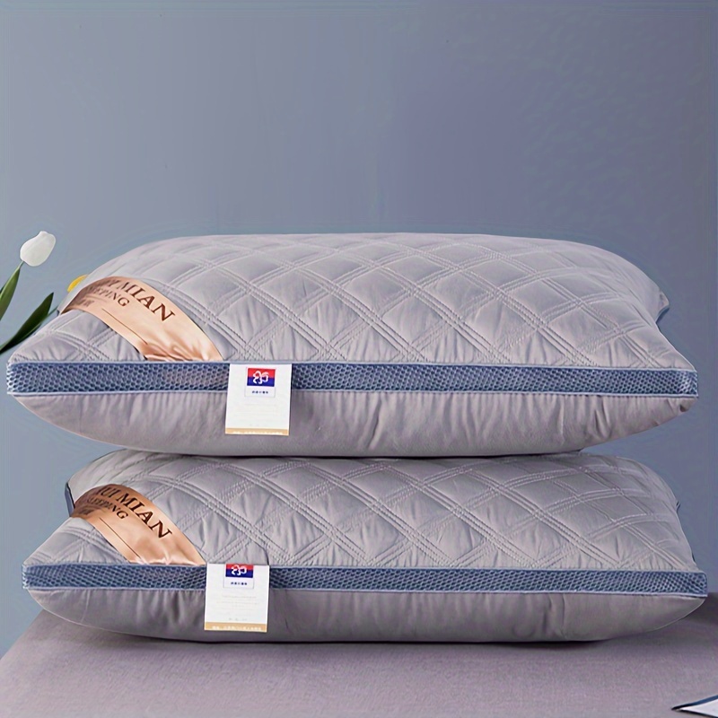 

1pc/2pcs Premium Soft Pillow Core Feather Pillow Bedroom Bedding Comfortable Sleeping Pillow Frosted Quilted Pillow Hotel Single High Pillow For Sleeping Neck Protection Slow Rebound Pillow