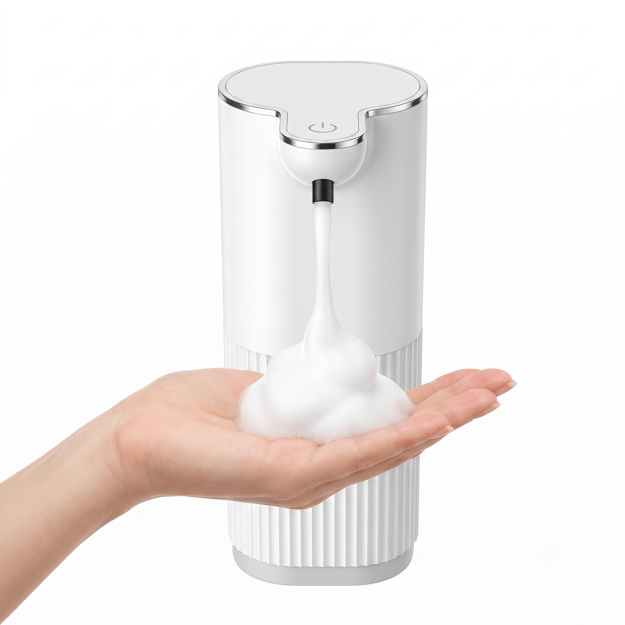TEMU Distributeur de savon élégant, cannelé et mat, pompe à mousse à capteur intelligent contact