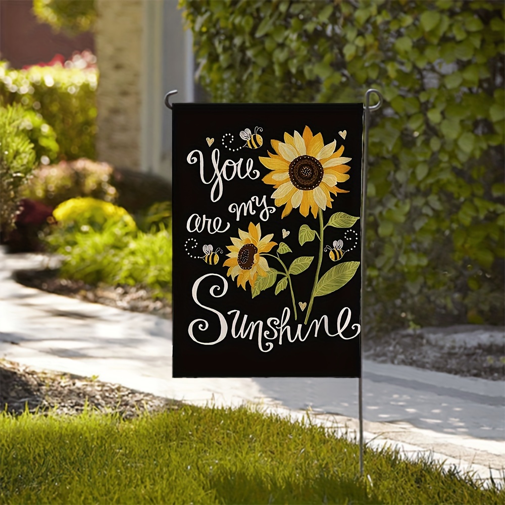 

Sunflower Garden Flag With Inspirational Quote, Polyester Fabric, Double-sided Decorative Flag For Outdoor, Lawn, Home Decor - Bee And Floral Design, No Electricity Required