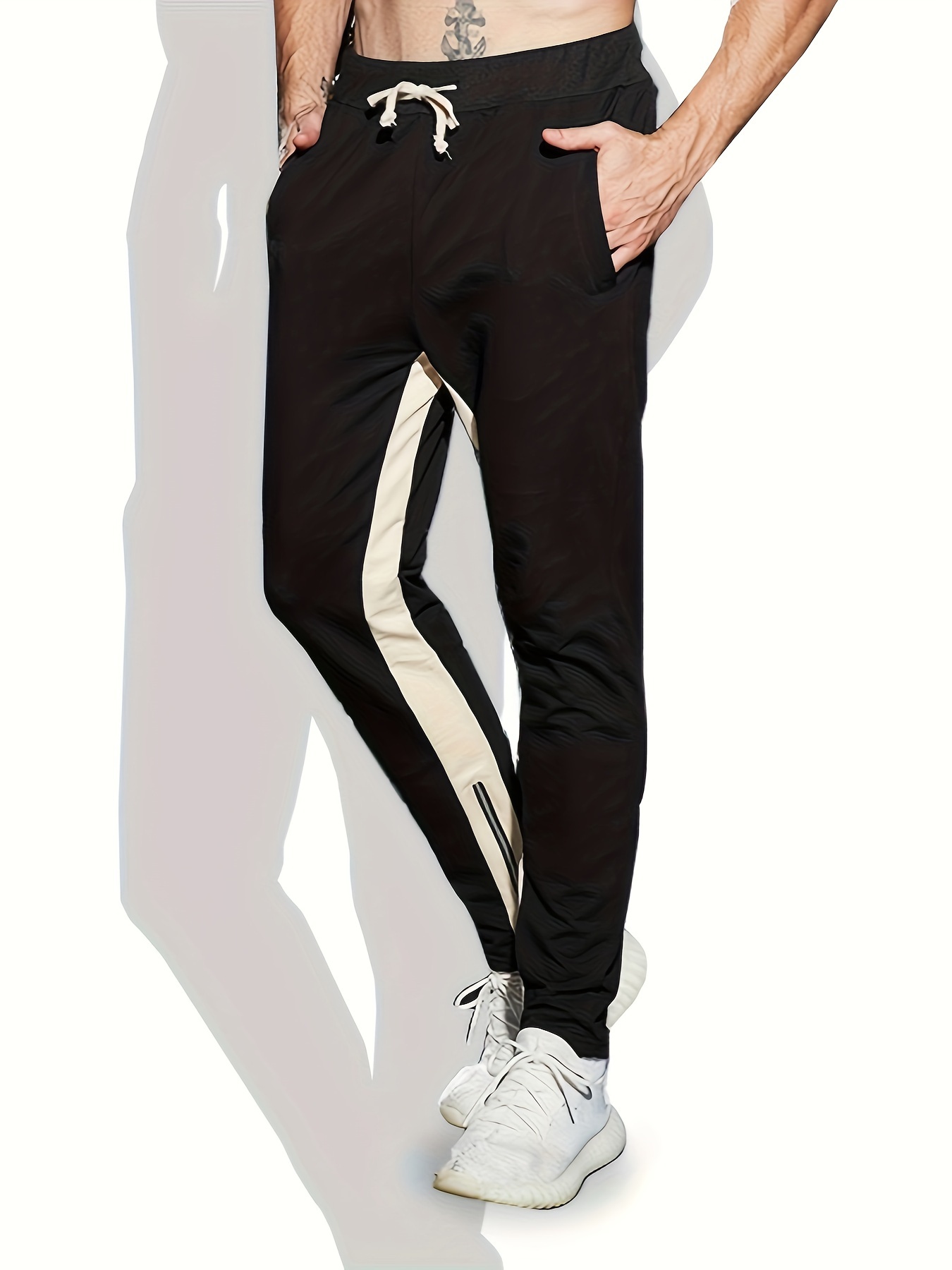 Shop Generic Men's Style Fashion Casual Trousers Men's Side Stripe  Drawstring Training Sports Jogging Male Sweatpants Long Pants Online