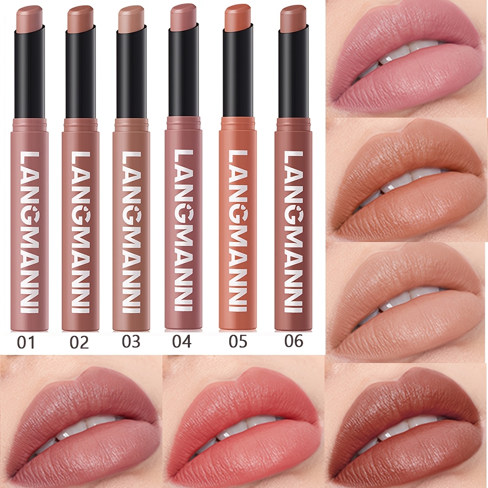 TEMU 6pcs, Matte Lipstick, Easy To Color Lipstick Pen, Long- Easy To Color Moisturizing Lipstick, Natural Moisturizing And Moisturizing Lipstick
