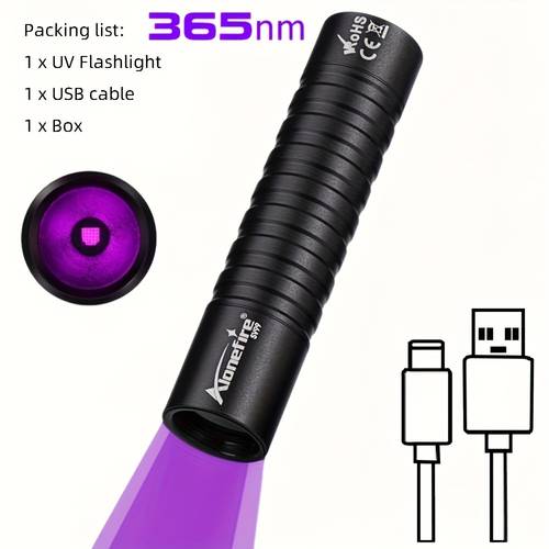 mini uv 365nm 395nm led flashlight high bright blacklight type c usb rechargeable pocket palm small ultraviolet check light invisible ink leakage marker nail resin curing torch pets stain ore money fluorescence detection lamp