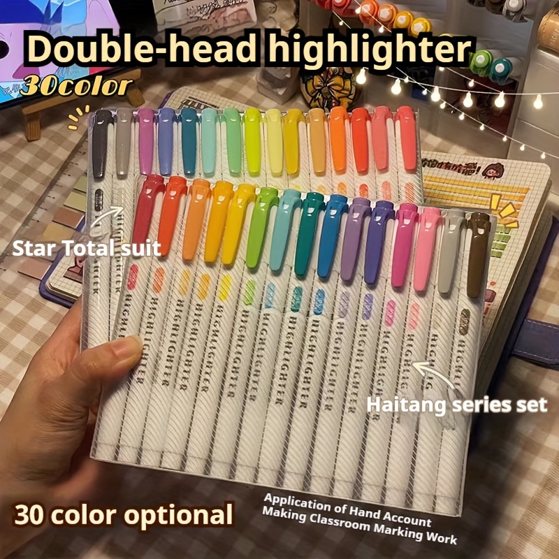 

A Set Of 25 Pieces, Double-ended Retro Color Marker Pen Macaron Color Marker Pen Light Color Student Marking Pen