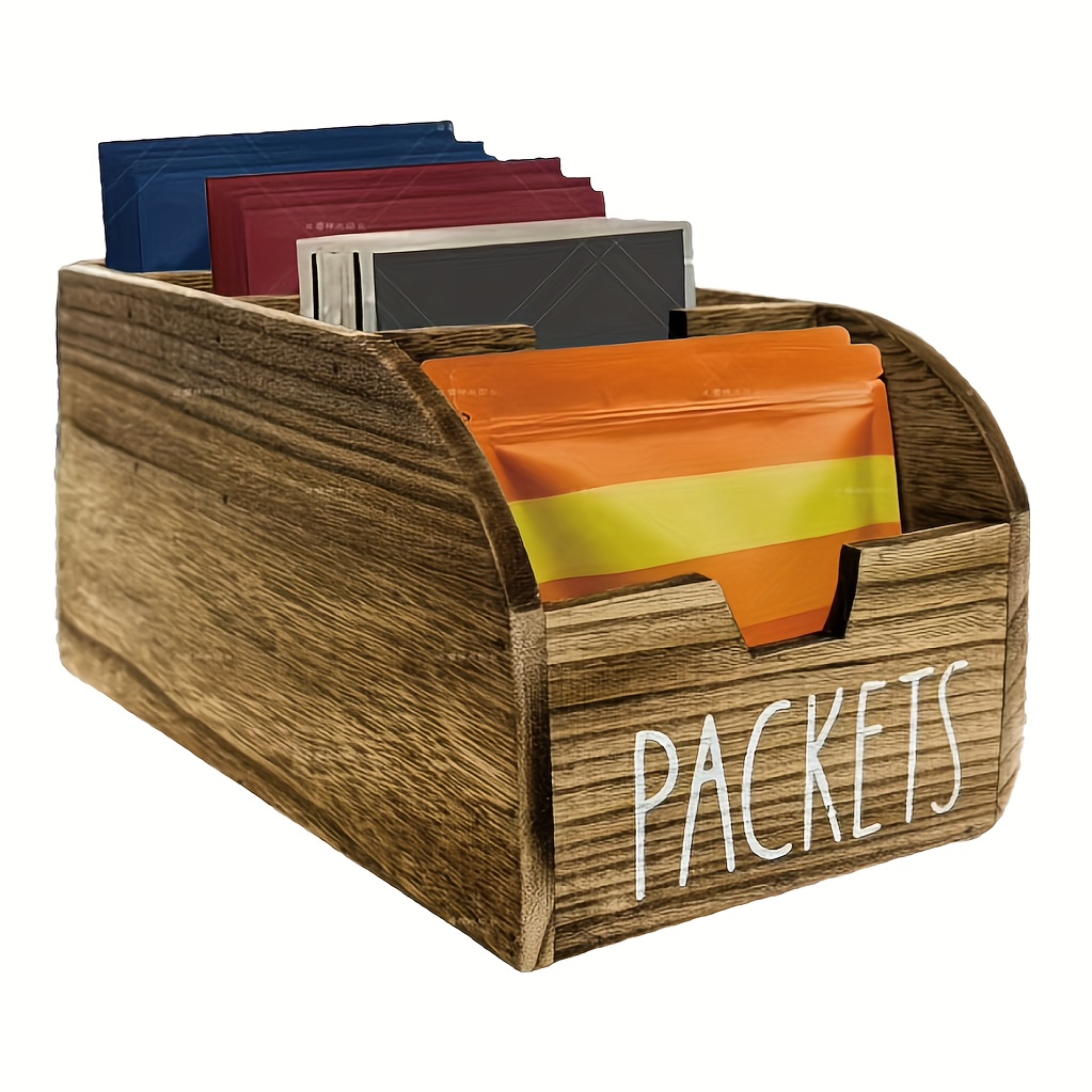 TEMU Wooden Seasoning Box With Compartments For Storage Baskets, Kitchen Counter And Desktop Storage Boxes, Storage Boxes, And Home Organizing Storage Boxes, Shelf Baskets