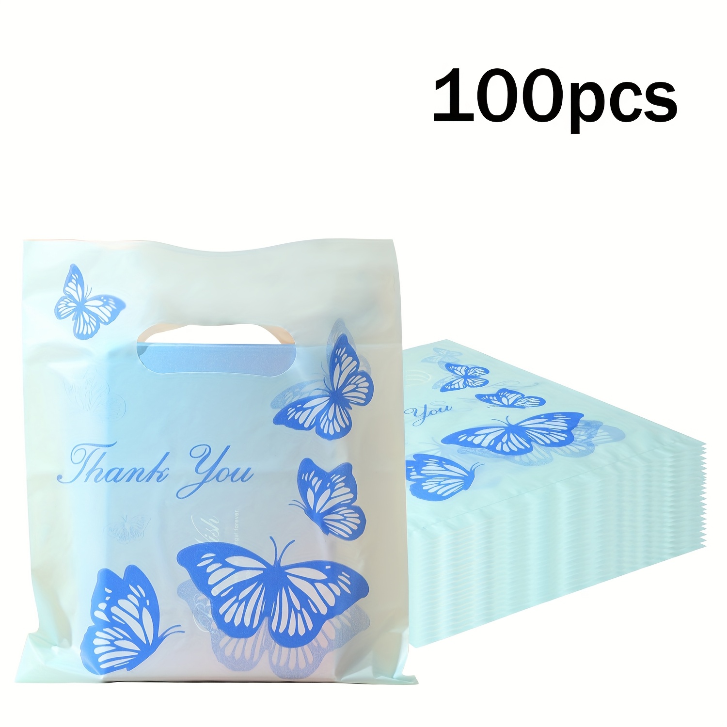 100 pack blauwe vlinder dankjewel geschenkzakken plastic Temu