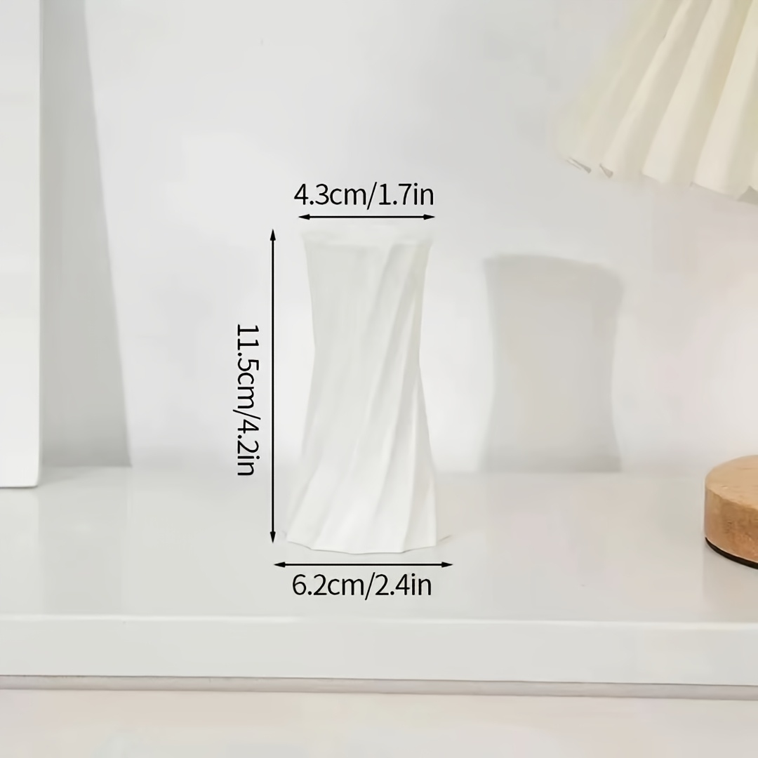 1pc Minimalist Decorative Plastic Vase For Dried , Simple Design For Home Office Wedding Decor, Arranging Holder, Unique Tabletop Adornment, White/