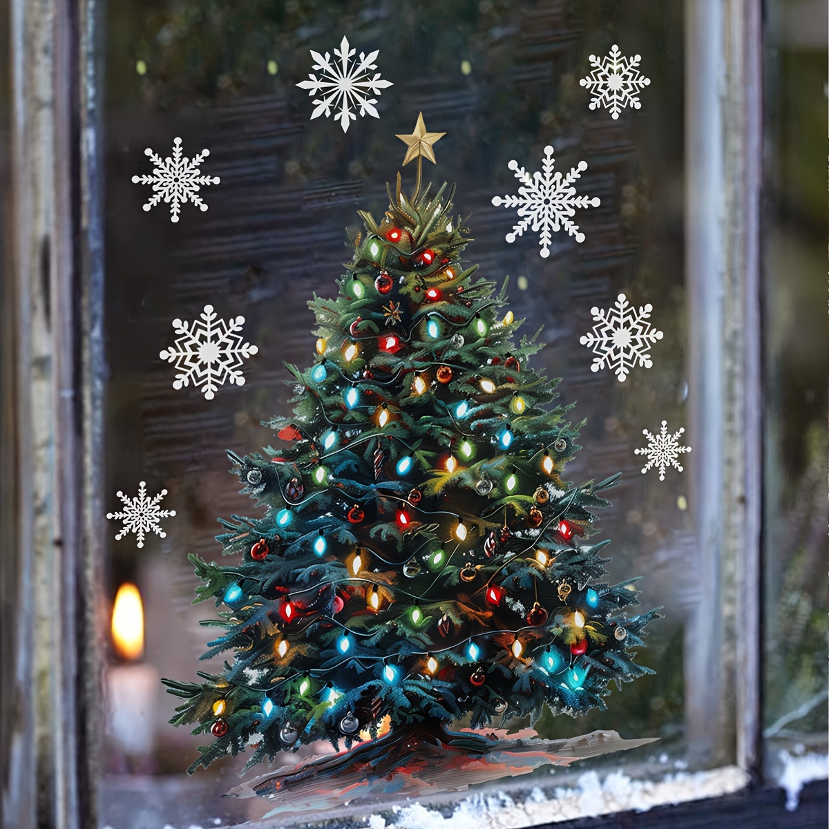 

Festive Christmas Tree Window Decal: 36cm/14.17inch X 44cm/17.32inch - 1 Sheet Set - Self-adhesive, Durable, And Reusable - Perfect For Home Decor