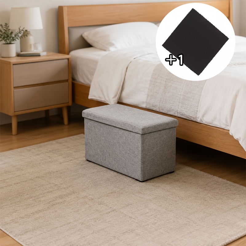 TEMU 2-in-1 Storage Shoe Bench + Black Cleaning Cloth, Entryway Seat Storage Stool, Bedroom Clothes And Sundries Storage Stool, Foldable Footstool