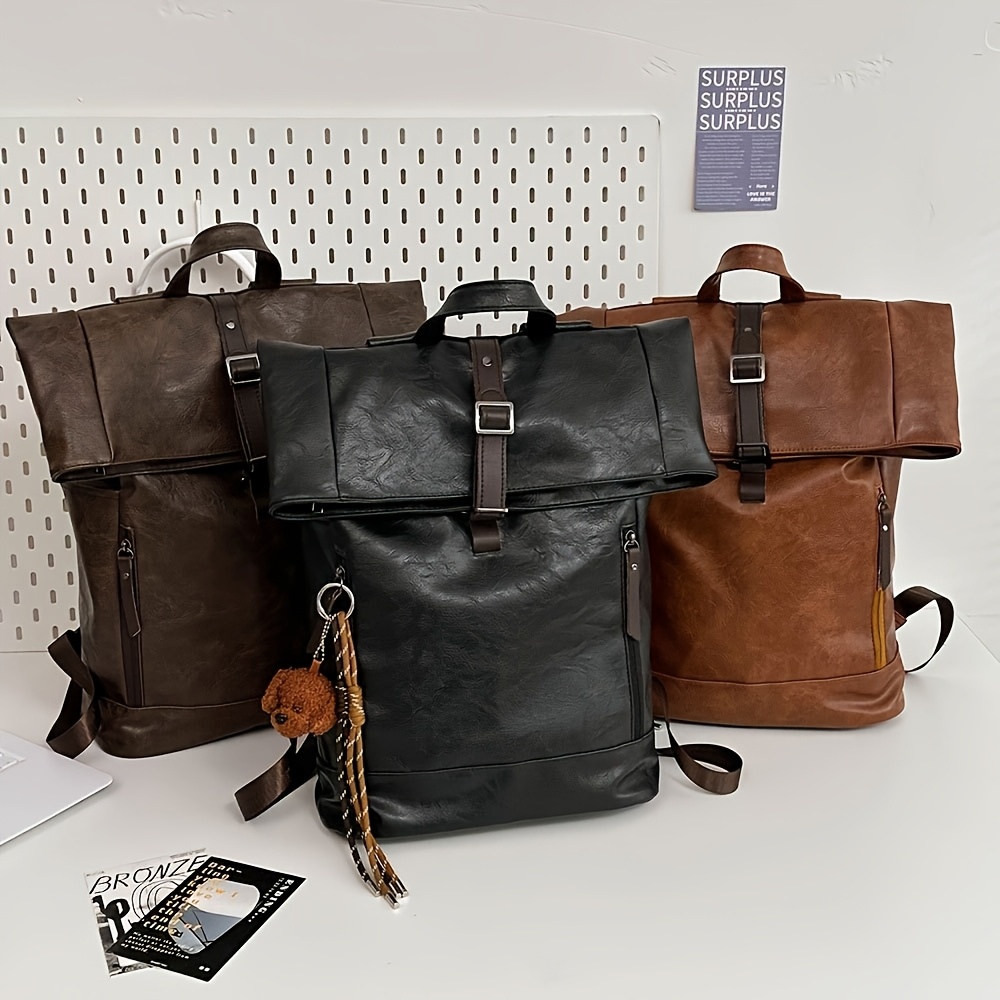 damen reise rucksack einfarbig dunkelbraun große kapazität Temu