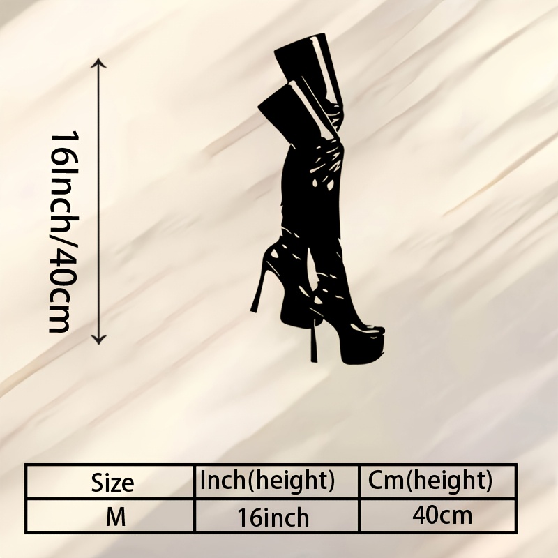 TEMU 1pc Modern Minimalist High-heeboot Statue Wall Sculpture - Iron Metal Wall Art Decor Suitable For Bedroom, Living Room, Indoor/outdoor,