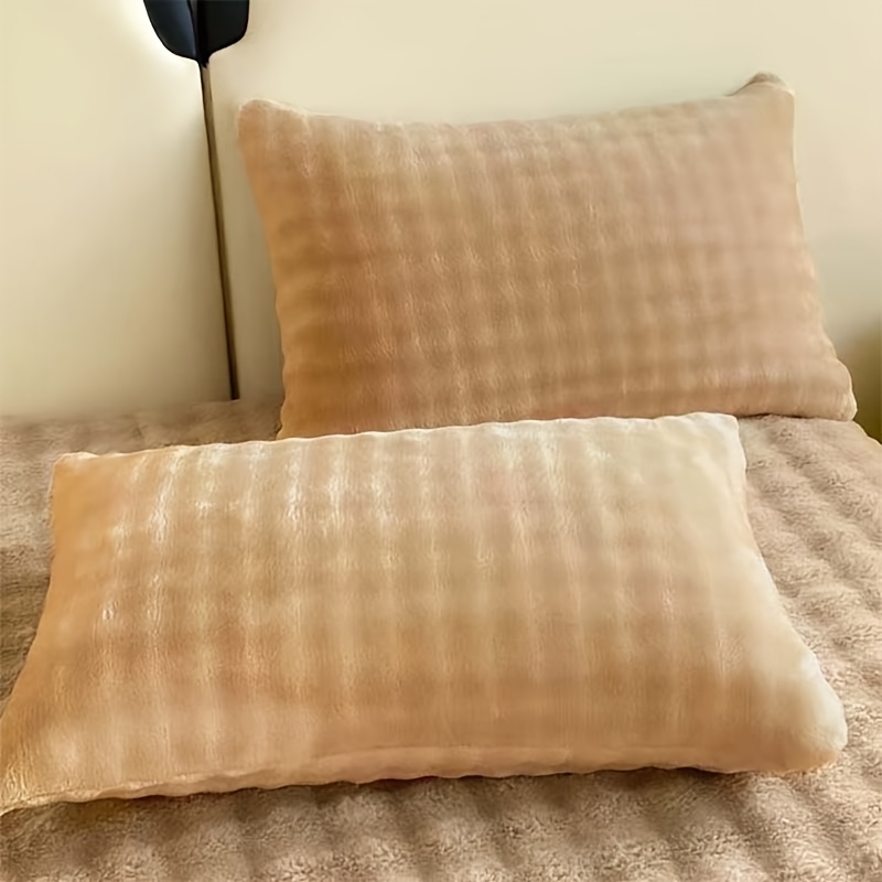 TEMU 2pcs Pair Of Super Soft And Comfortable Bubble Pillowcases, Skin-friendly, Machine Washable, Zippered Solid Color Pillowcases, Pillow Core Not