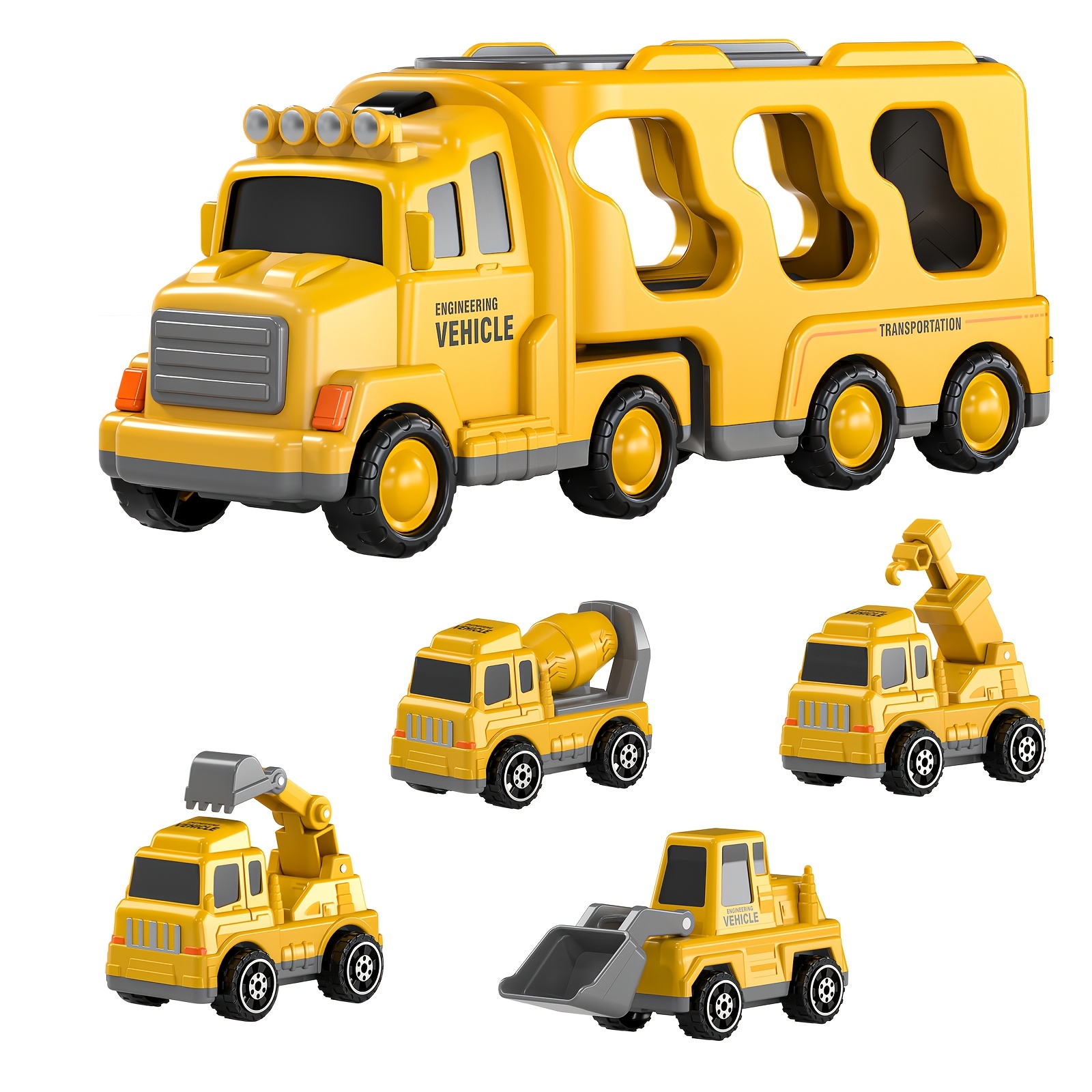 Image of Engineering Vehicle Toys Suitable For Children Over 2 Years Old, Engineering Transport Vehicle Toy Set, Friction Power Vehicle, Birthday And Festival Toy Gifts For Kids Accessories Color Random