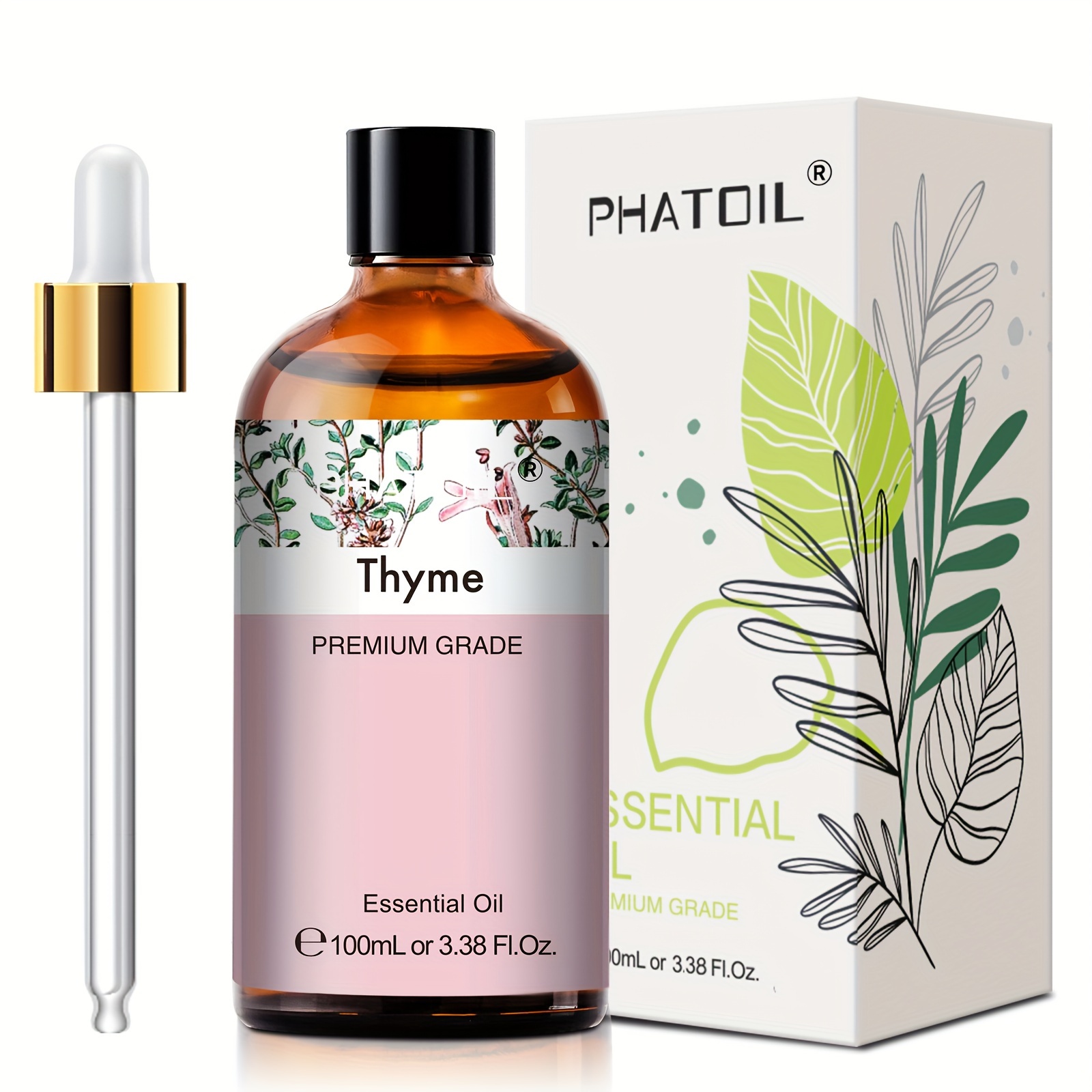 Phatoil Thyme Essential Oil 100ml | Multipurpose Use For Diffusers, Humidifiers, Reed Diffuser, Candle Making - Not Suitable For Human Consumption