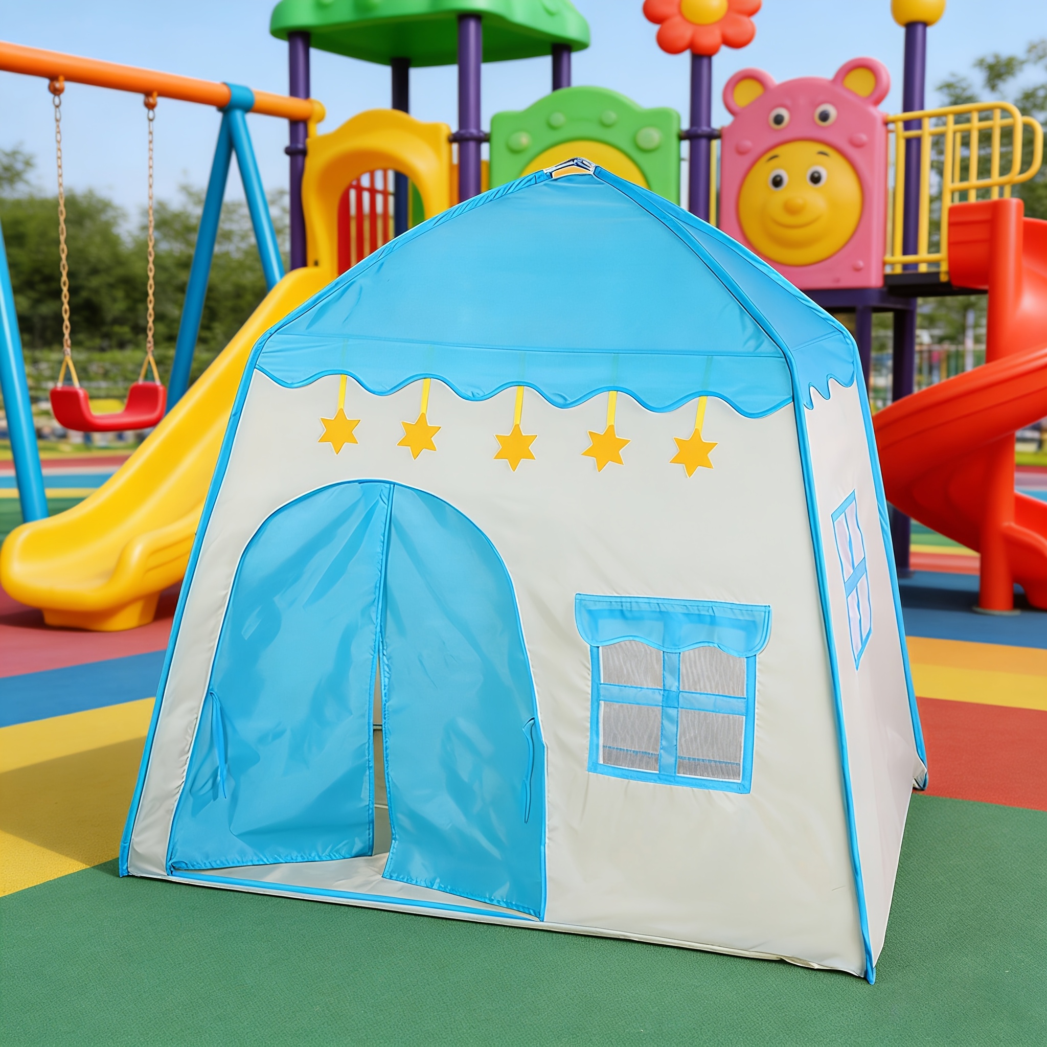 TEMU Tente de jeu mignonne style maison pour enfants, cabane de jeu d'intérieur pour garçons et filles, cadeau d'anniversaire et décoration de fête,