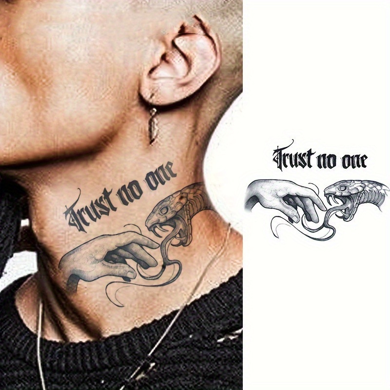 1 Sheet Tattoo Snake Temporary Tattoo Stickers Suitable For Waterproof & Durable Rock Punk Body, Realistic Snake Skin For Neck, , Back, Hand - Decoration For Parties, Festivals, Themed Events
