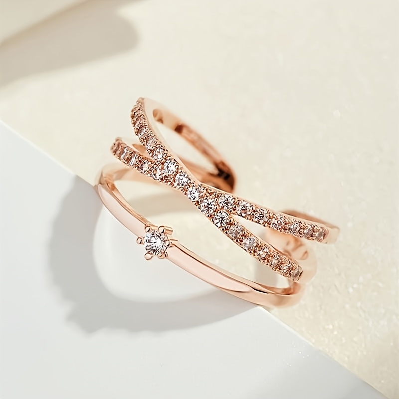 TEMU A Women' Steel Adjustable , Personalized Fashion Cross Double-layer Trendy Ring, Suitable For Daily Casual Wear, Perfect For Parties And