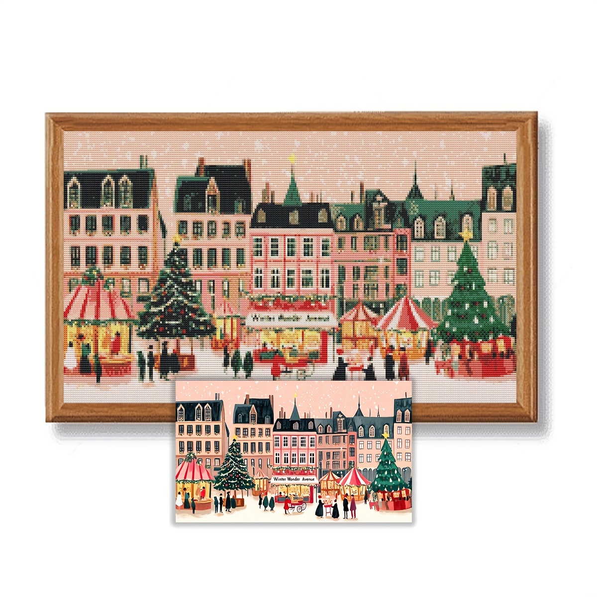 

Jozysh Christmas Market Stitch Kit 30x50cm - Diy Embroidery Set With Fabric, Thread, And Needle For Home Decor, Living Room, Bedroom Art Gift