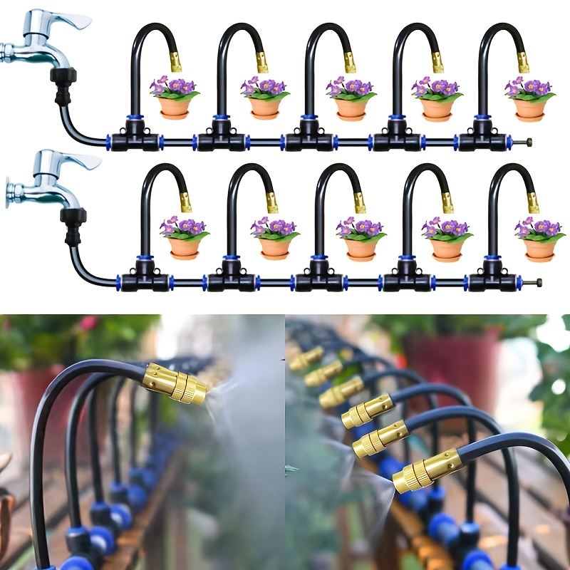 TEMU Nuovo di irrigazione di raffreddamento con ugelli nebulizzanti pieghevoli a 360簞 da 20 cm - Confezione da 5/10/20 per tubo in PE, raccordo a T,