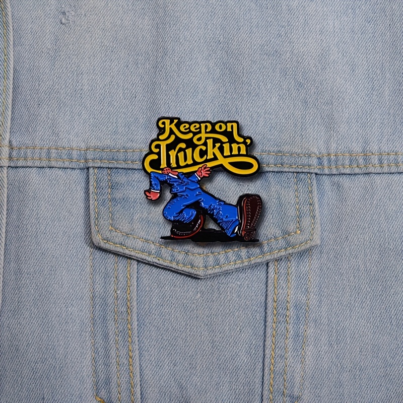 

Vintage-inspired "keep On Truckin'" Enamel Pin Brooch, Zinc Alloy, Simple Stylish Design, Daily Wear Accessory, All-season Compatible, Unique Gift For Truck Drivers And Art Badge Collectors