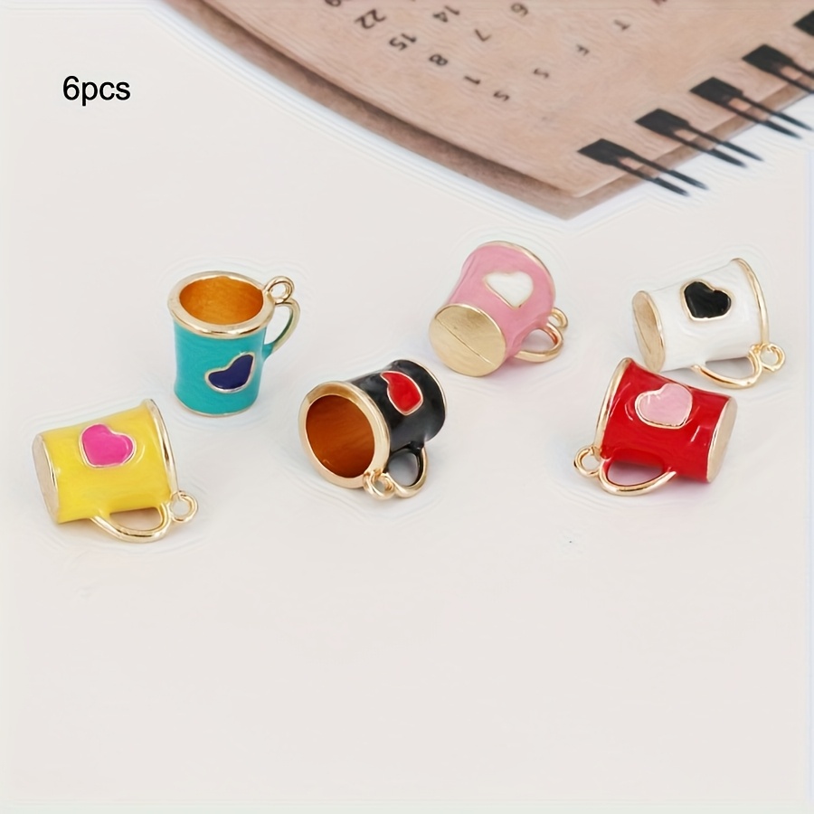 Image of 5pcs/6pcs Drip Oil Charms Small Coffee Cup Alloy Pendant For Jewelry Making Cute And Unique Additions For Necklaces And Bracelets Earrings