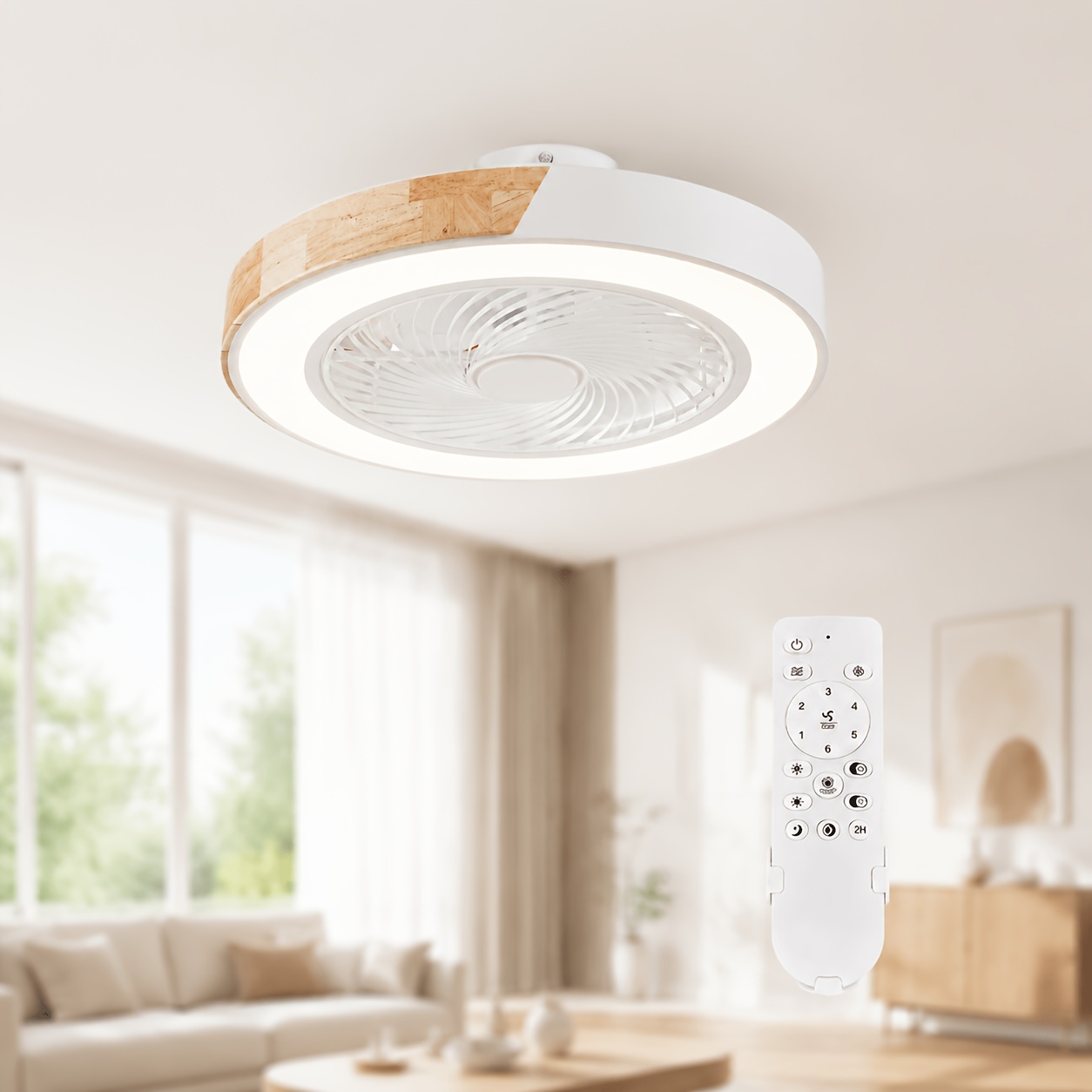 Image of 19.7-inch Ceiling Fan Light, Adjustable Brightness Light, 6-speed Adjustable Wind Speed, With Controller, Suitable For Bedroom, Study And Multi Scene Use