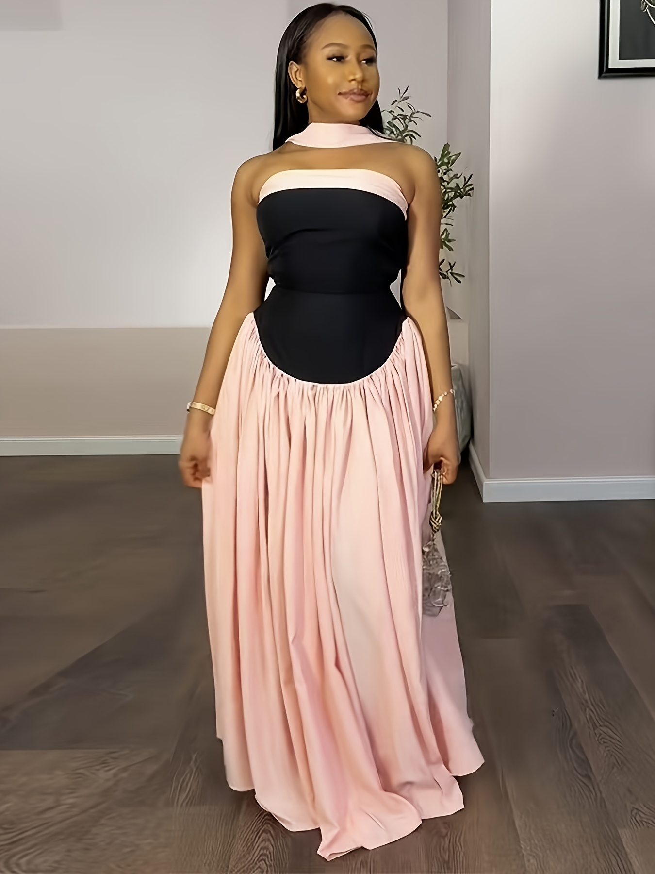 plus size, women's elegant maxi dress - flattering a-line silhouette with  waist definition, flowy party & everyday formal dress in neutral colors  (machine washable) for weddings, business events, casual outfits - elegant
