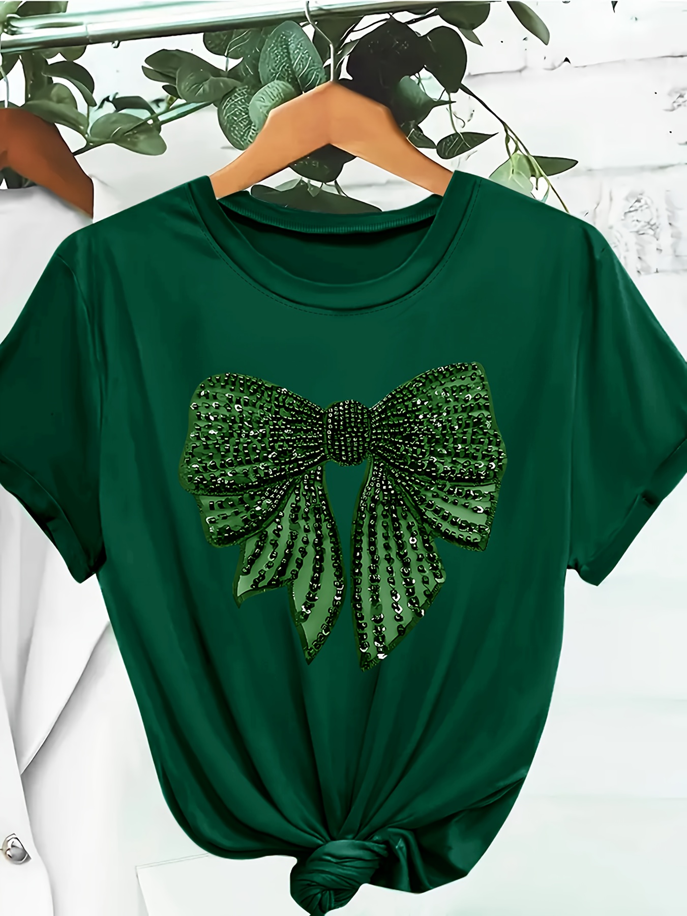 T-shirt Femme été Décontracté à Imprimé Nœud - Manches Courtes - Polyester Stretch - Neuf Avec étiquettes