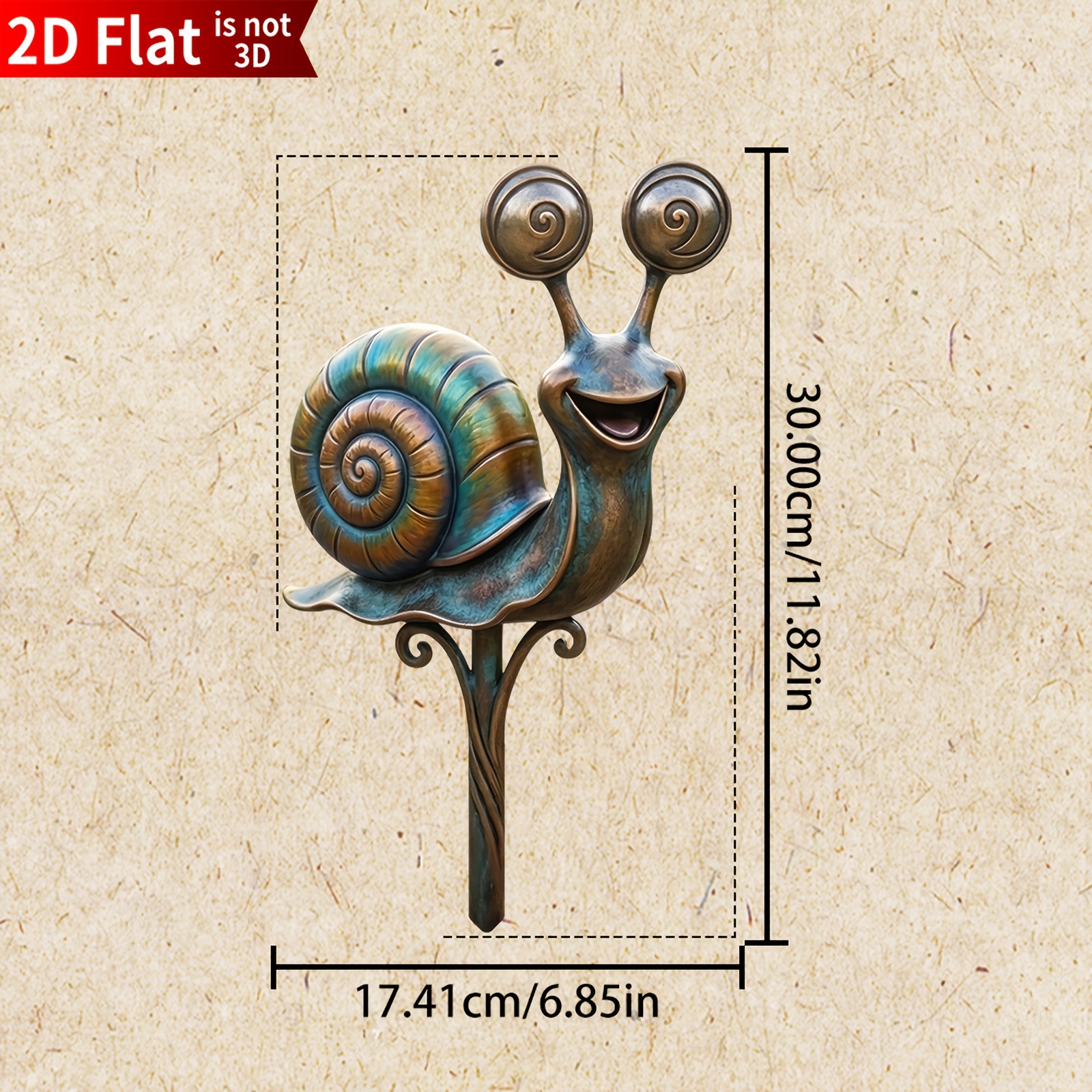 TEMU 2d Flat, [2d Flat] 2d Flat Plane, 1pc 2d Flat Snail-shaped Metal Garden Stake - A And Whimsical Outdoor Garden And Courtyard Art Piece. Suitable