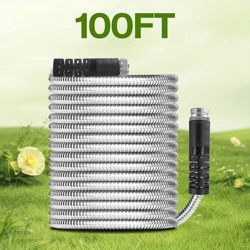 100ft metal garden hose stainless steel 304 water hose flexible hose light strong rust resistant suitable for garden outdoor rv
