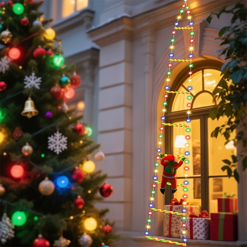 2026 Nieuwe Warm Wit/Kleurrijke Kerstman USB Ladder Verlichting - Afbeelding 7