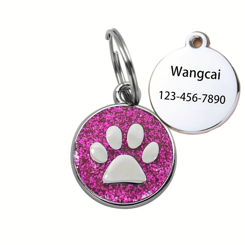 TEMU Custom Name Dog Tag Pet Tag Laser Engraved Durable Non-fading Personalized Dog Paw Pendant Pet Anti-loss Id Tag Multicolor Optional Pet Pendant